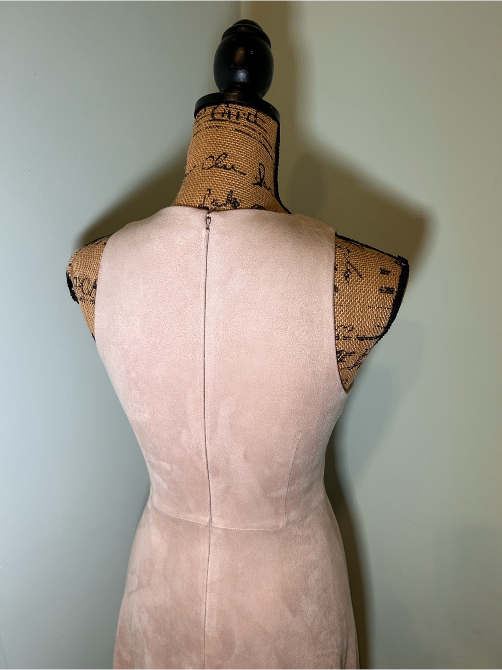 NWT ANTONIO MELANI Quint Faux Suede Sleeveless Aline Nude Blush Midi Dress 2 - Picture 5 of 15